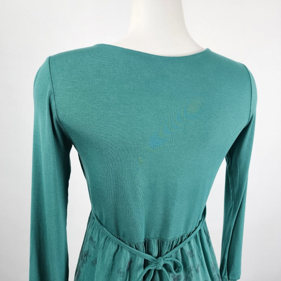 Giuli Green Silk Long Sleeve Mini Dress Size S