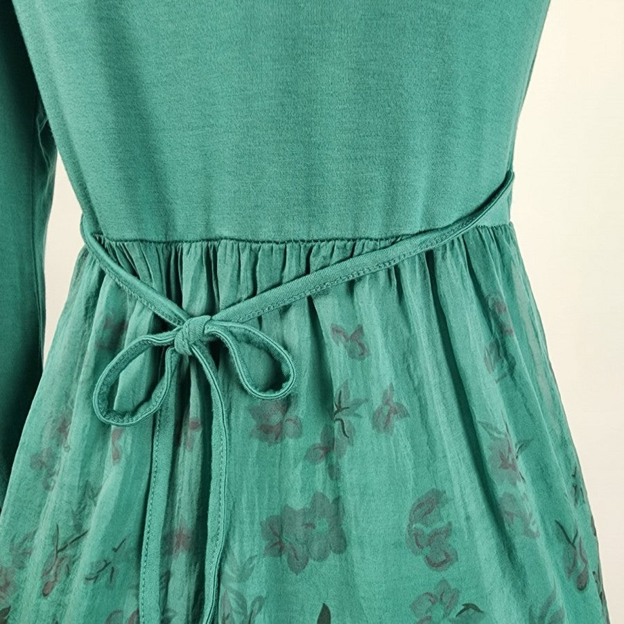 Giuli Green Silk Long Sleeve Mini Dress Size S