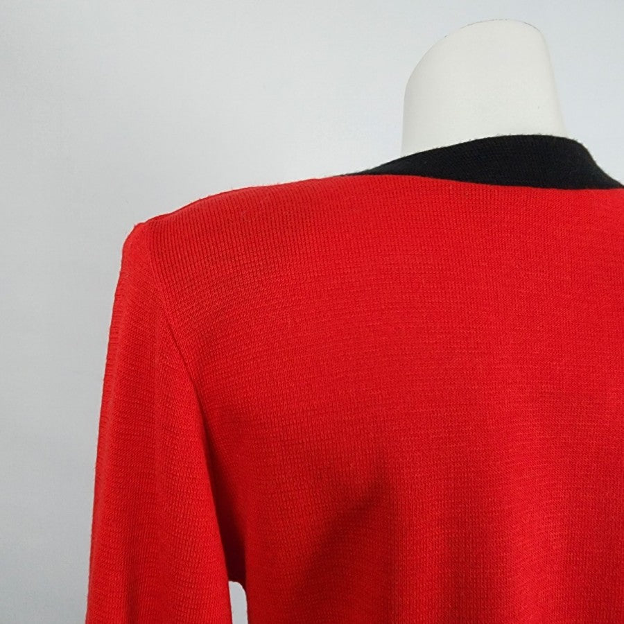 Vintage Red Knit Zip Up Jacket Cardigan Size M