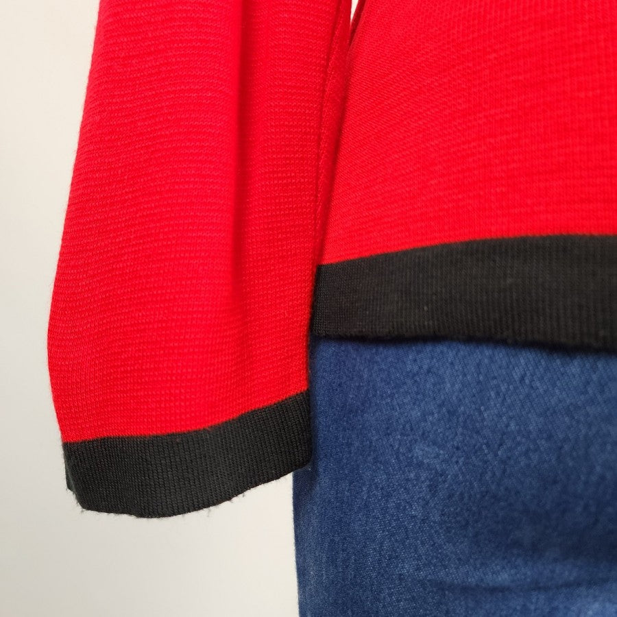 Vintage Red Knit Zip Up Jacket Cardigan Size M