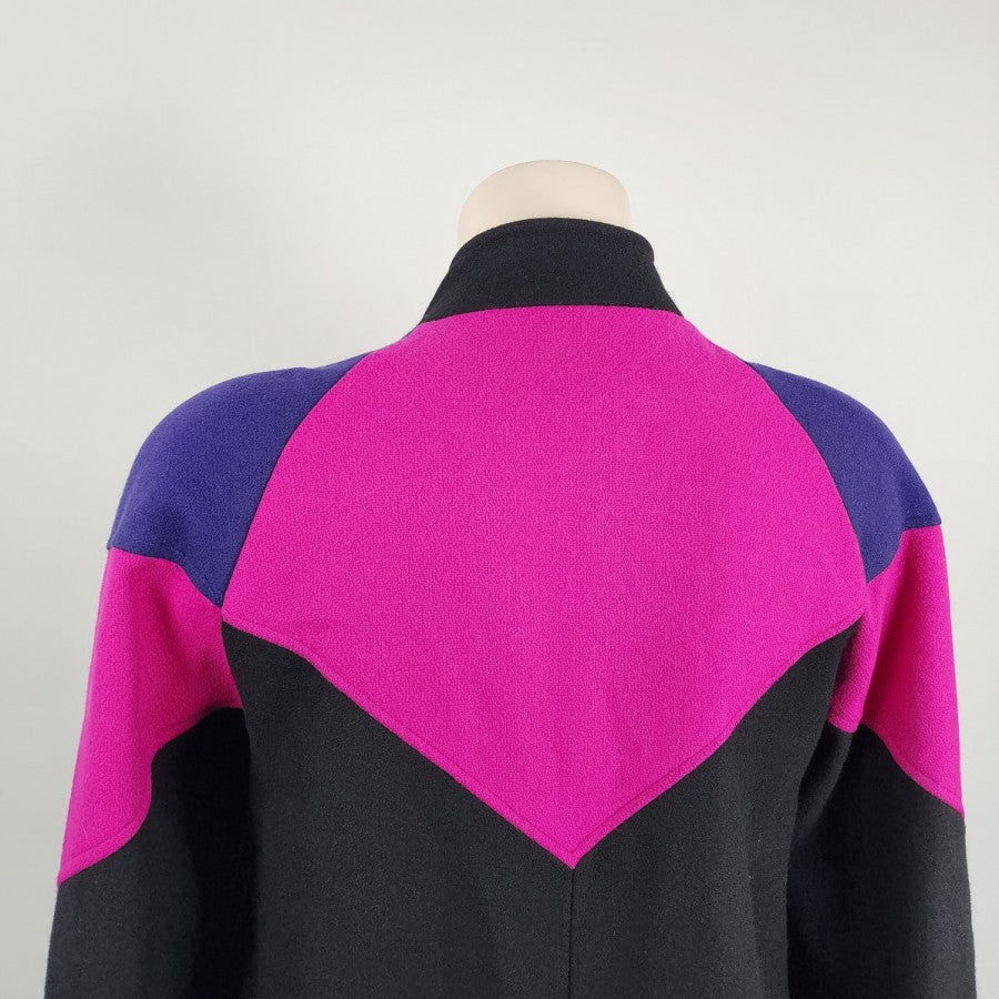 Vintage 80s Komitor Color Block Wool Button Up Jacket Size L/XL