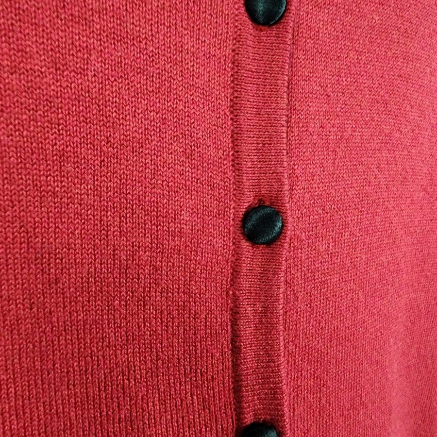 Denver Hays Red Black Lace Button Up Cardigan Size S