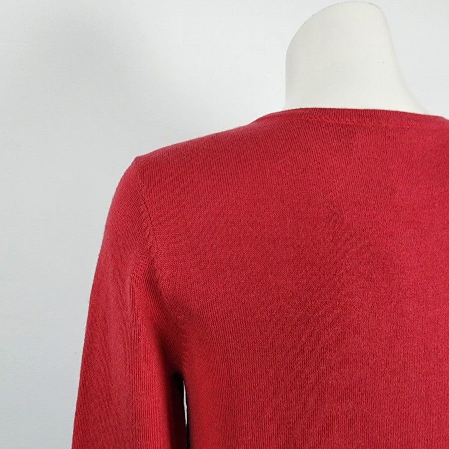 Denver Hays Red Black Lace Button Up Cardigan Size S