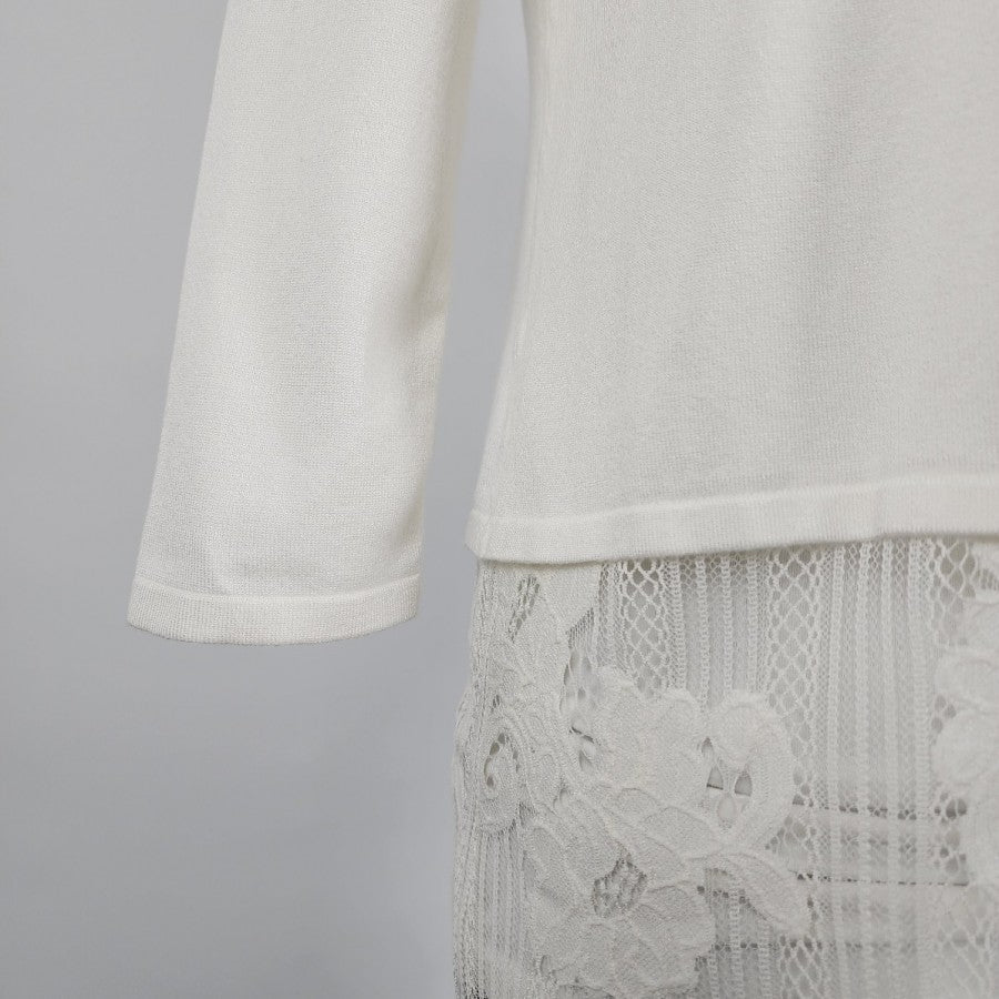 Alfani White Knit Lace Cardigan Size XS