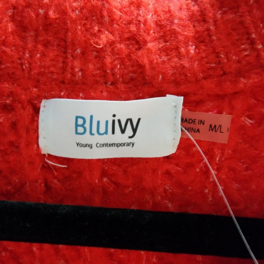 Bluivy Red V-Neck Knit Sweater Size M/L
