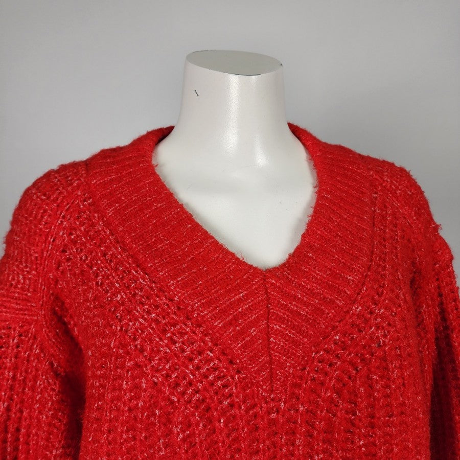 Bluivy Red V-Neck Knit Sweater Size M/L