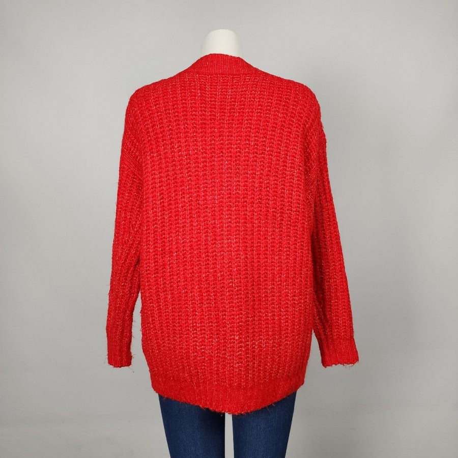 Bluivy Red V-Neck Knit Sweater Size M/L