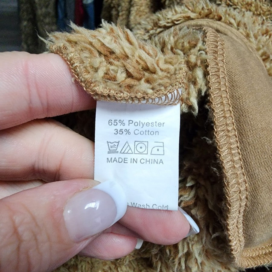 Brown Fuzzy Cotton Turtle Neck Sweatshirt Size 1X