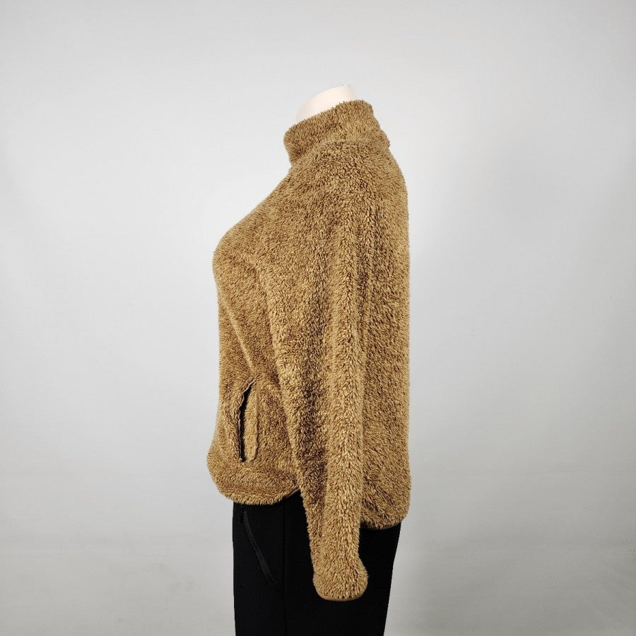 Brown Fuzzy Cotton Turtle Neck Sweatshirt Size 1X