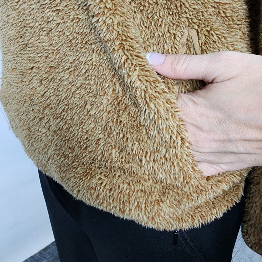 Brown Fuzzy Cotton Turtle Neck Sweatshirt Size 1X