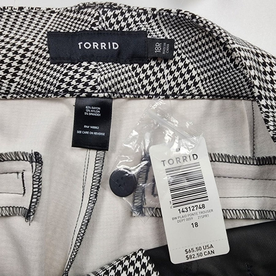 Torrid Black Houndstooth Wide Leg Trousers Pants Size 18