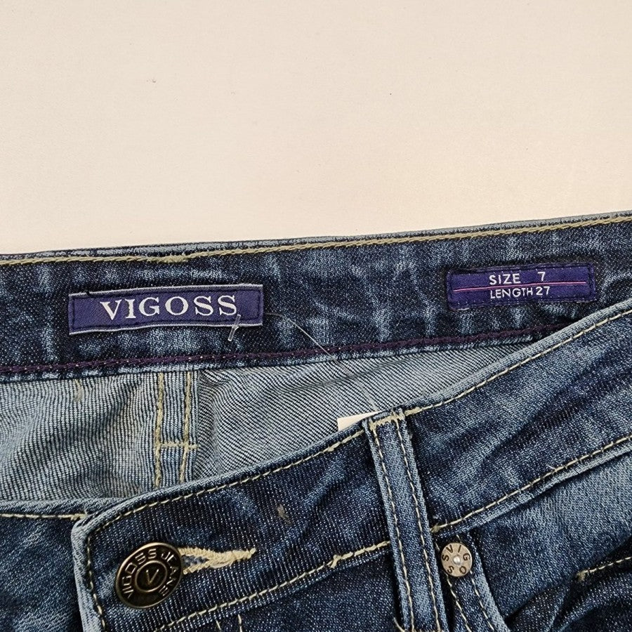 Vigoss Distressed The Boyfriend Rolled Up Skinny Jeans Size 7
