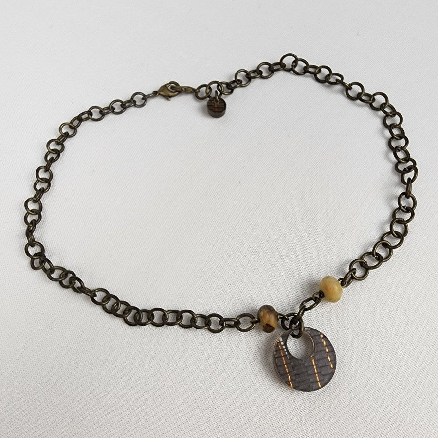 Color By Amber Brown Chain Beaded Pendant Necklace