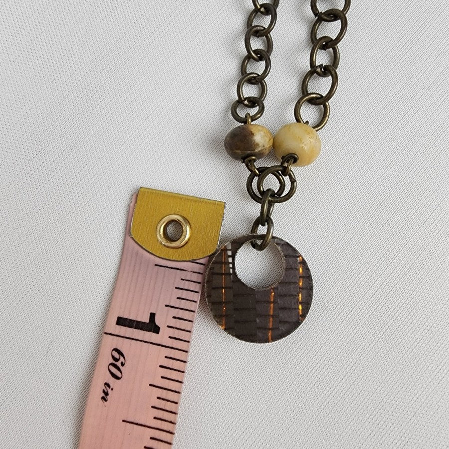 Color By Amber Brown Chain Beaded Pendant Necklace
