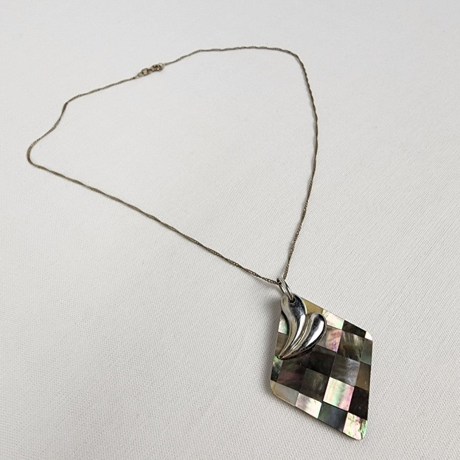 925 Sterling Silver Chain Abalone Pendant Necklace