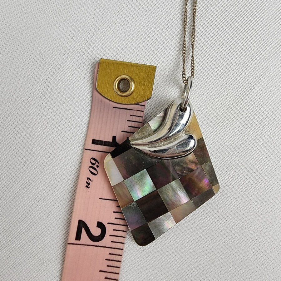 925 Sterling Silver Chain Abalone Pendant Necklace