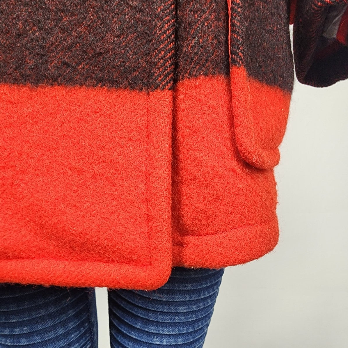 Vintage 1970s Hudson's Bay Red Point Blanket Pea Coat Size L