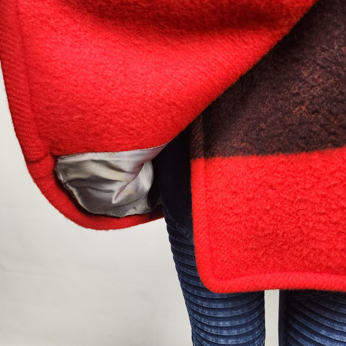 Vintage 1970s Hudson's Bay Red Point Blanket Pea Coat Size L