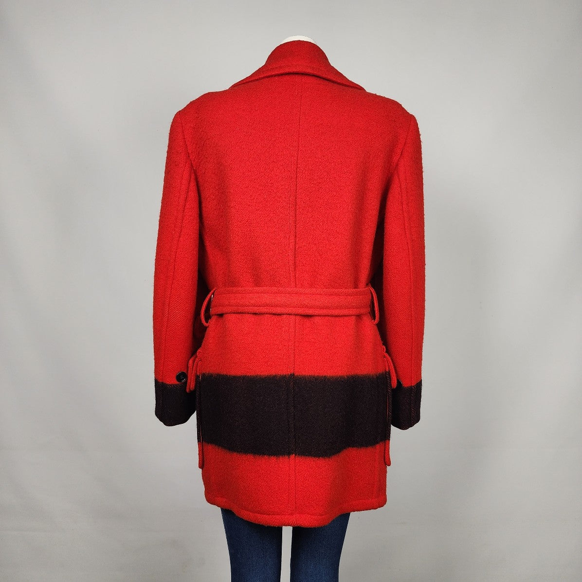 Vintage 1970s Hudson's Bay Red Point Blanket Pea Coat Size L