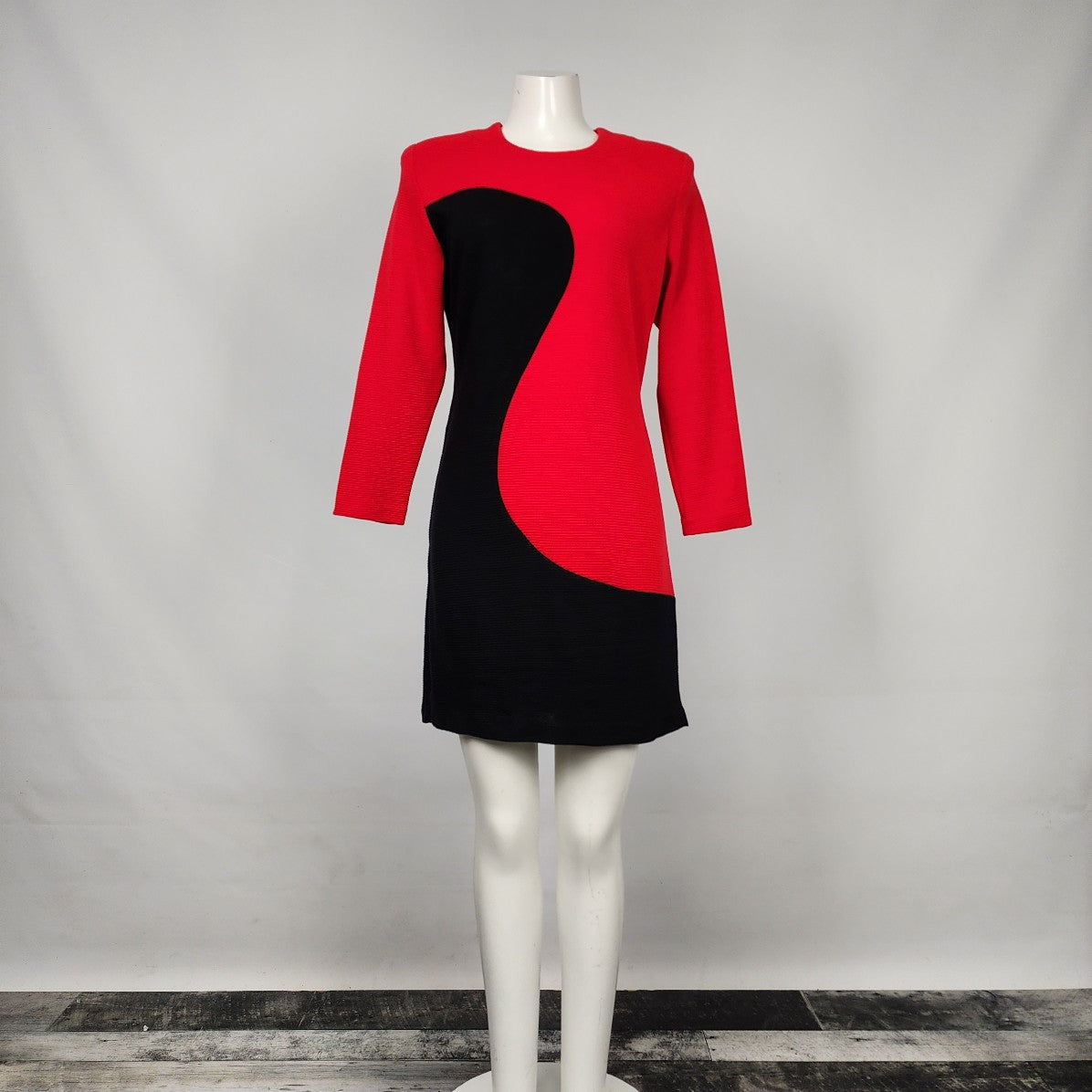 Vintage Editions Red & Black Color Block Mini Dress Size M