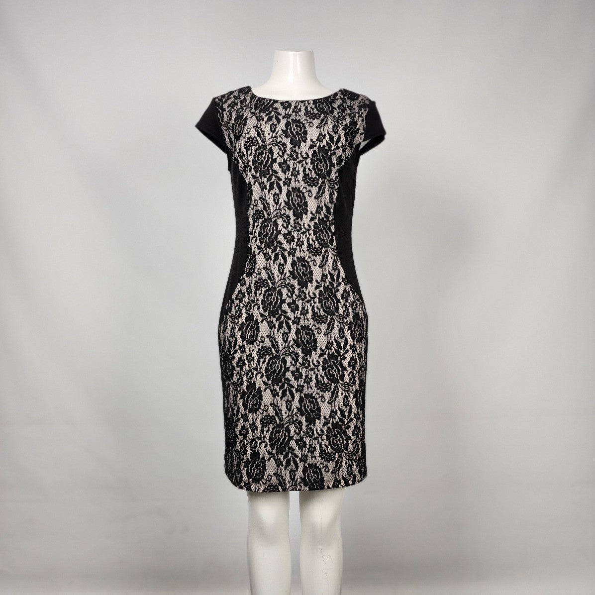 AA Studio Black Lace Sheath Dress Size 8