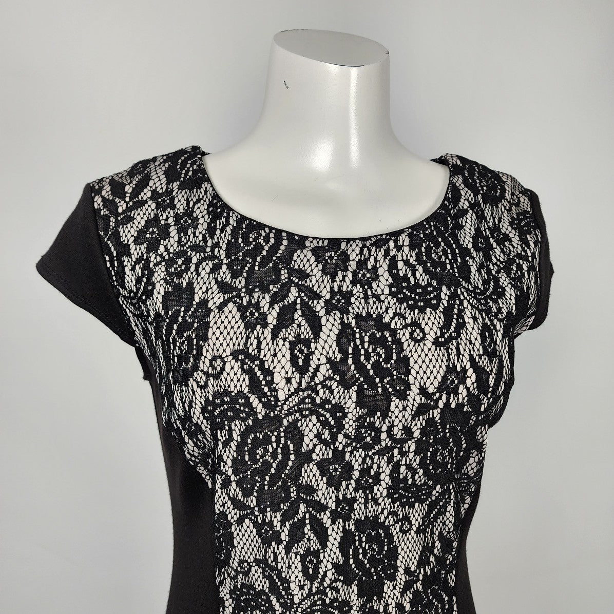 AA Studio Black Lace Sheath Dress Size 8