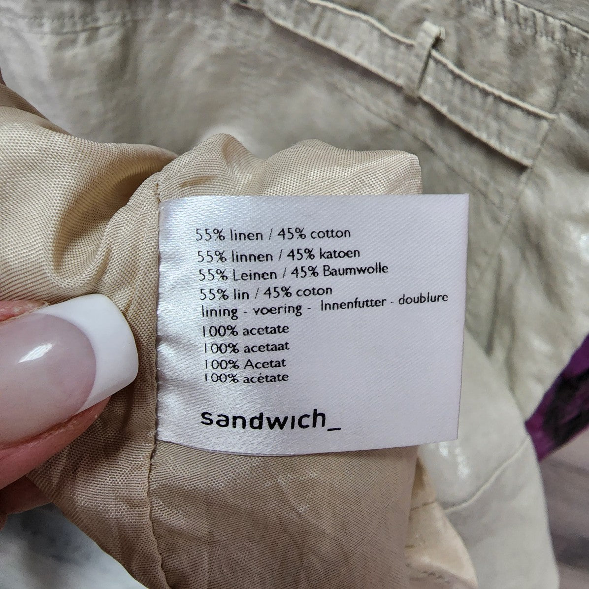 Sandwich Cotton Linen Metallic Beige Shift Dress Size M