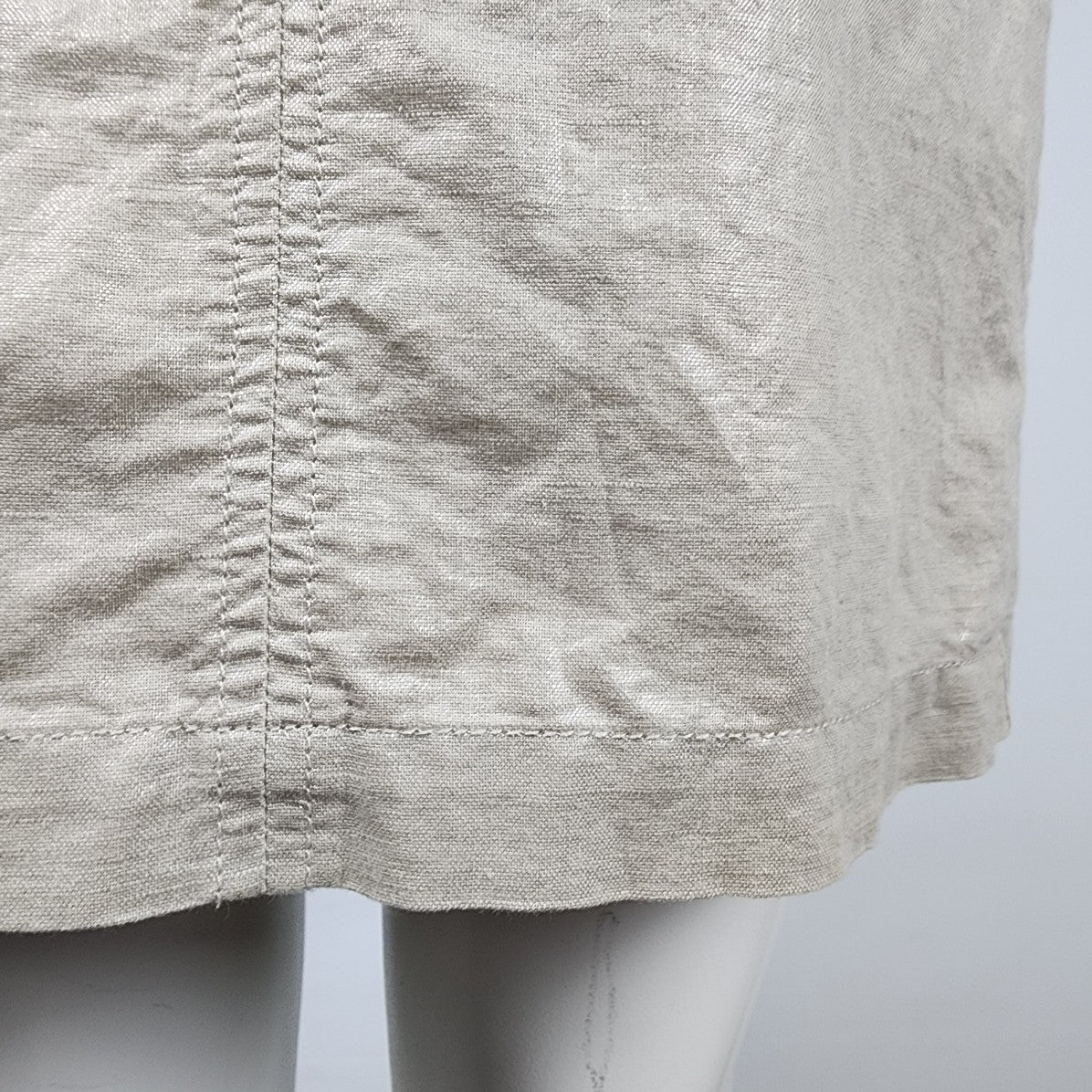 Sandwich Cotton Linen Metallic Beige Shift Dress Size M