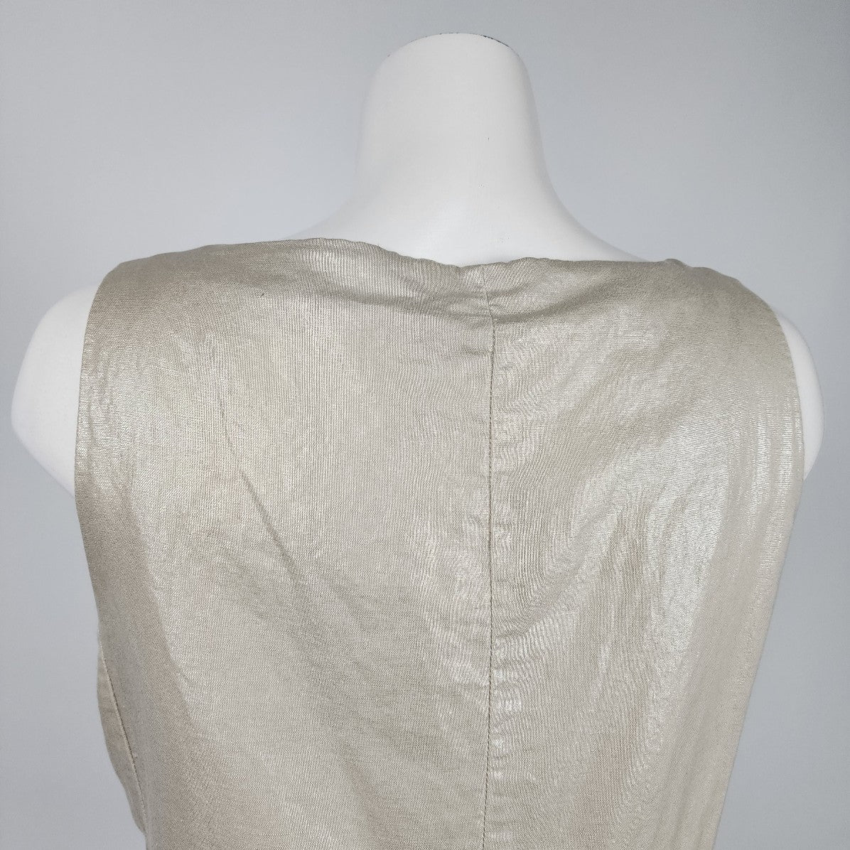 Sandwich Cotton Linen Metallic Beige Shift Dress Size M