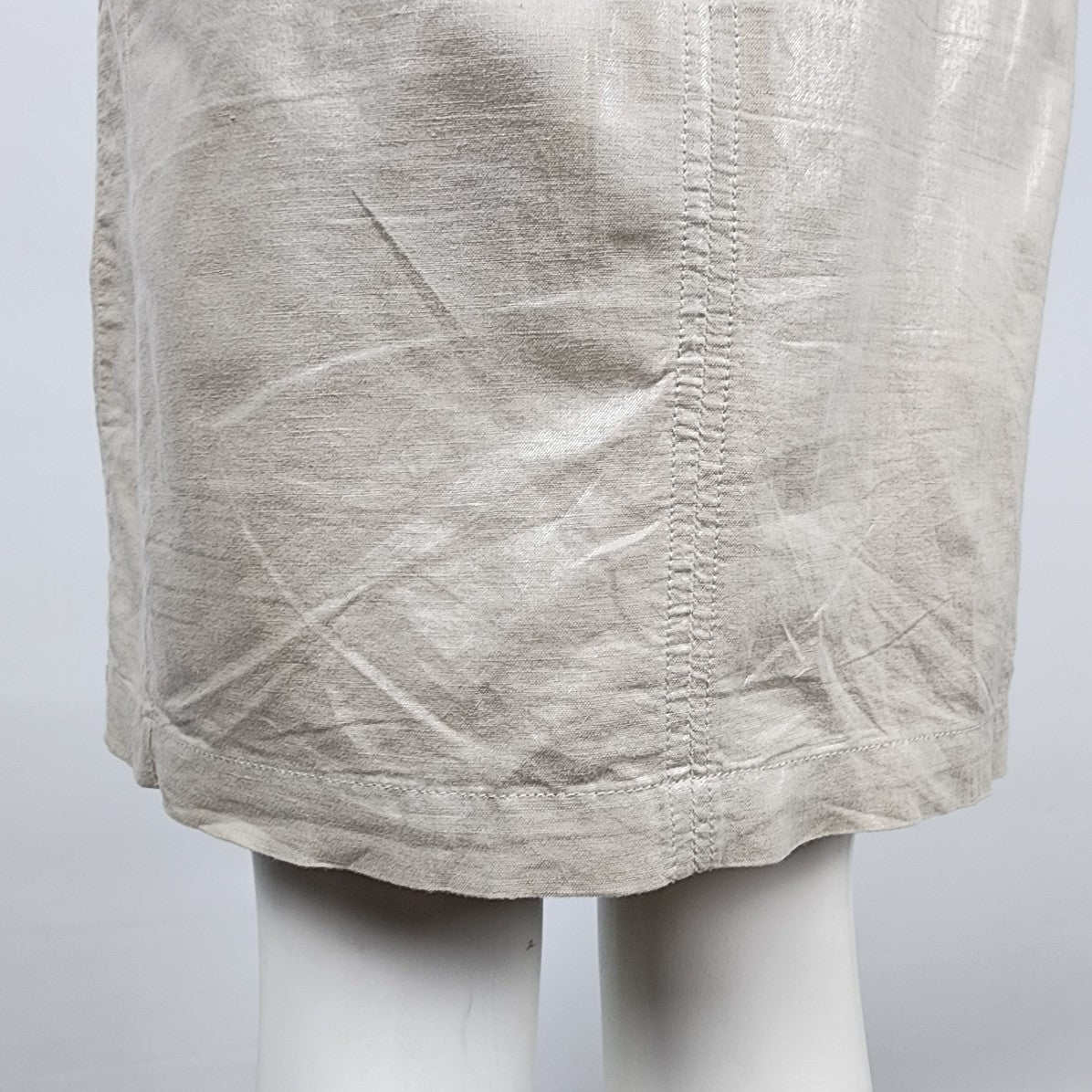 Sandwich Cotton Linen Metallic Beige Shift Dress Size M