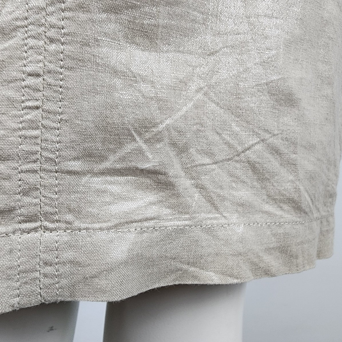 Sandwich Cotton Linen Metallic Beige Shift Dress Size M