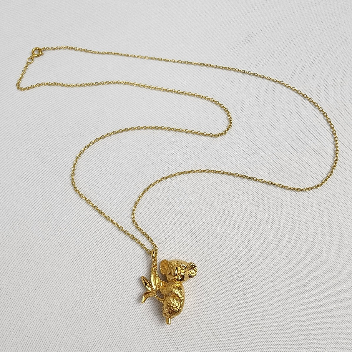 Vintage Koala Pendant Necklace Gold Tone