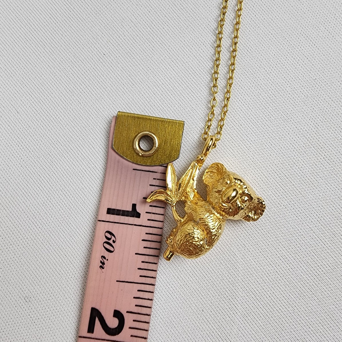 Vintage Koala Pendant Necklace Gold Tone