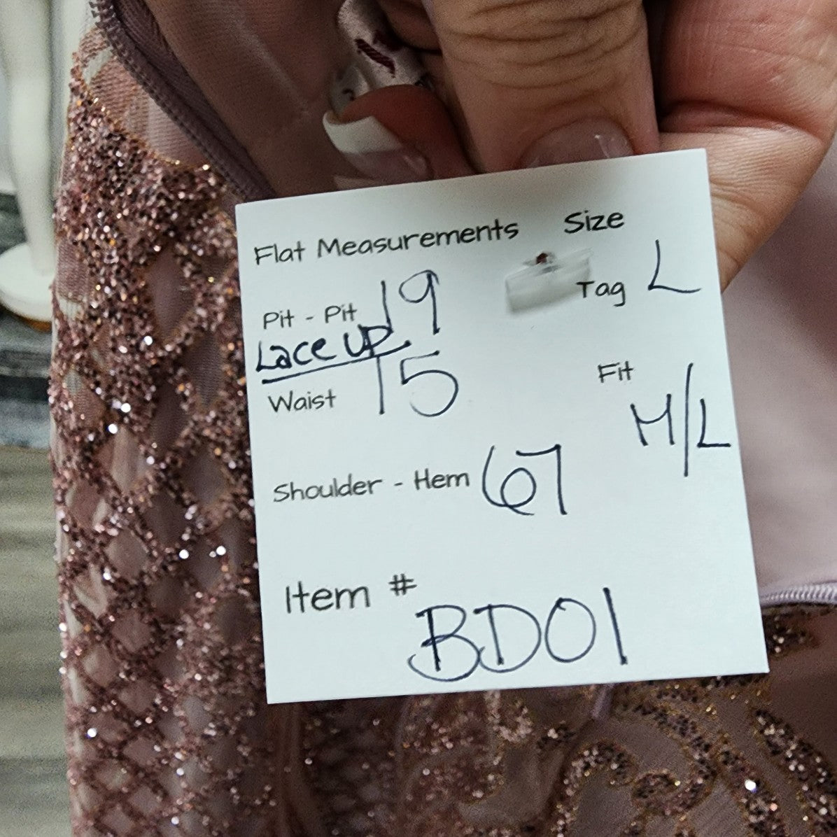 Juliet Rose Gold Sparkle Grad Gown Size M/L