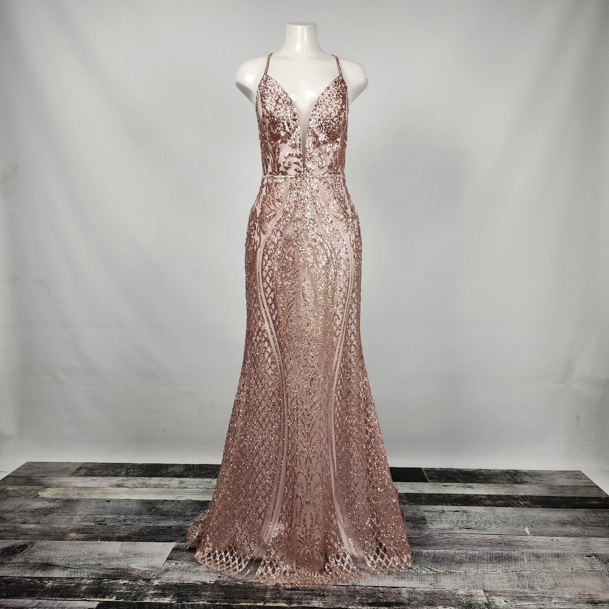 Juliet Rose Gold Sparkle Grad Gown Size M/L