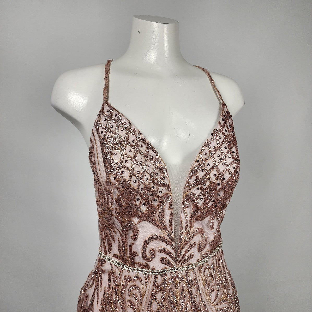 Juliet Rose Gold Sparkle Grad Gown Size M/L