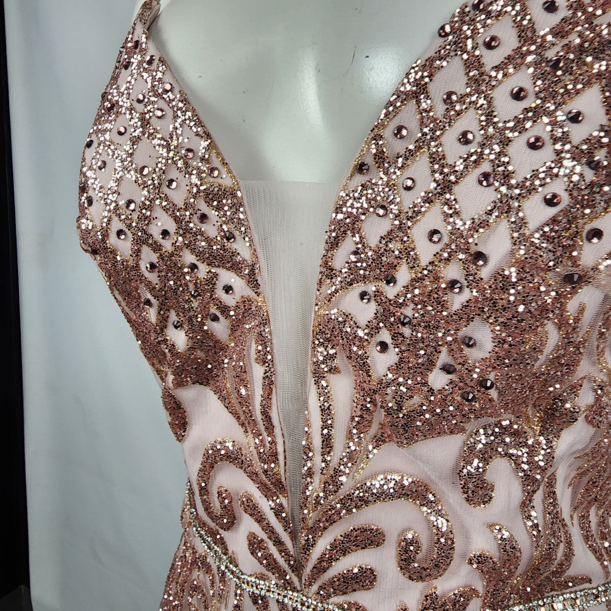 Juliet Rose Gold Sparkle Grad Gown Size M/L