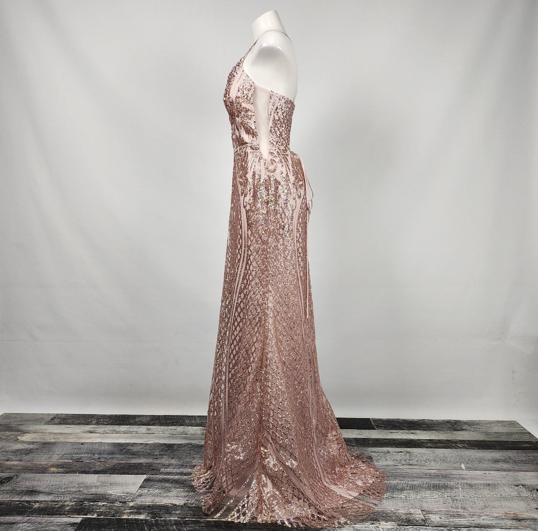 Juliet Rose Gold Sparkle Grad Gown Size M/L