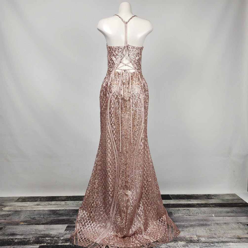 Juliet Rose Gold Sparkle Grad Gown Size M/L