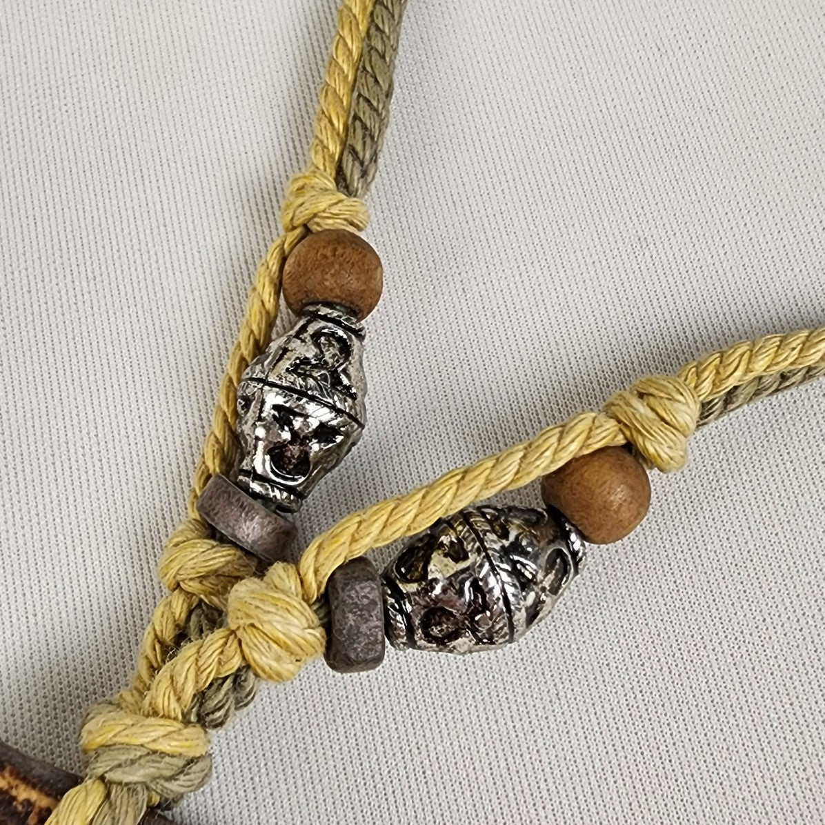 Vintage Wood Beaded Necklace Boho Handmade