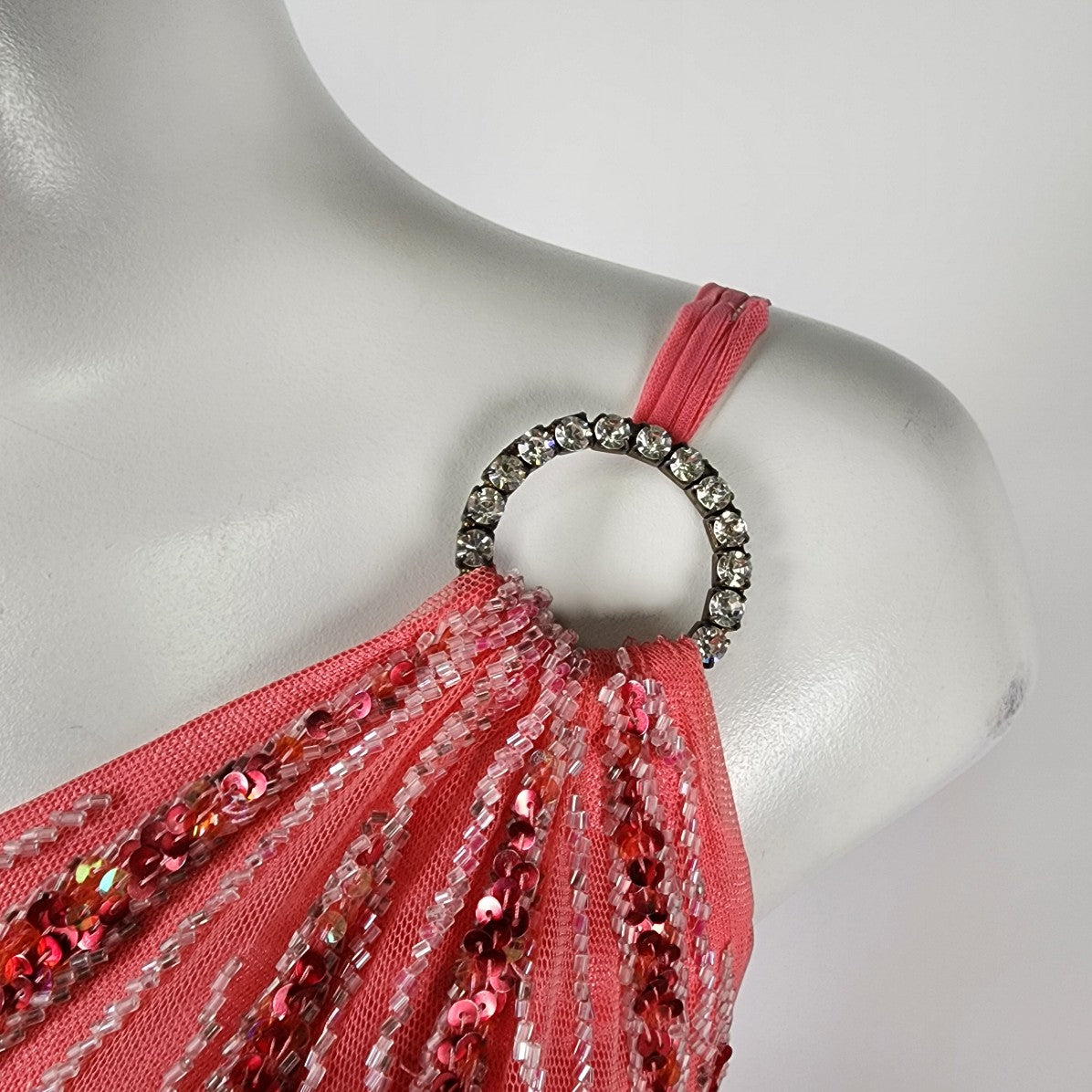 Le Gala Pink Beaded One Shoulder Long Grad Event Gown Size S
