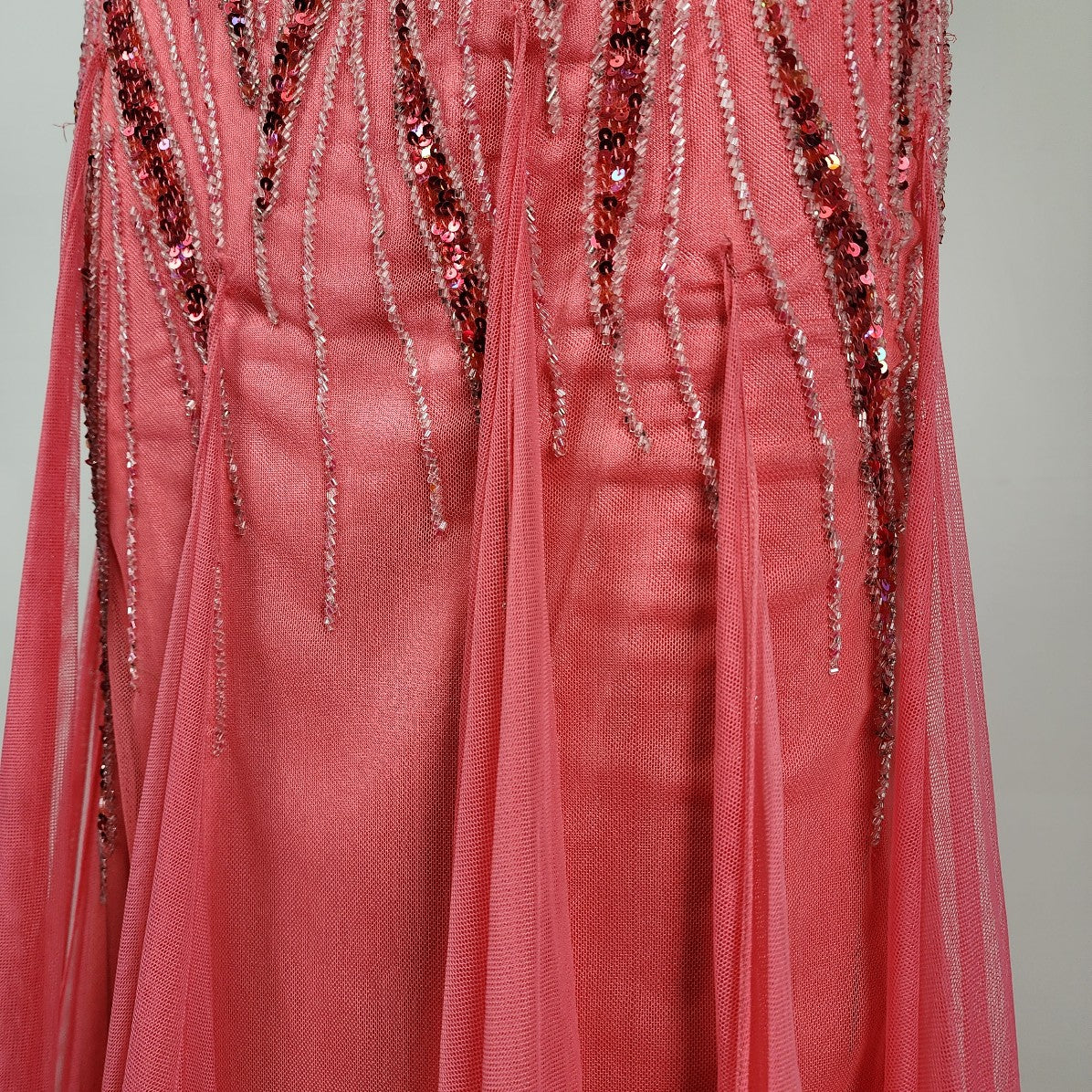 Le Gala Pink Beaded One Shoulder Long Grad Event Gown Size S