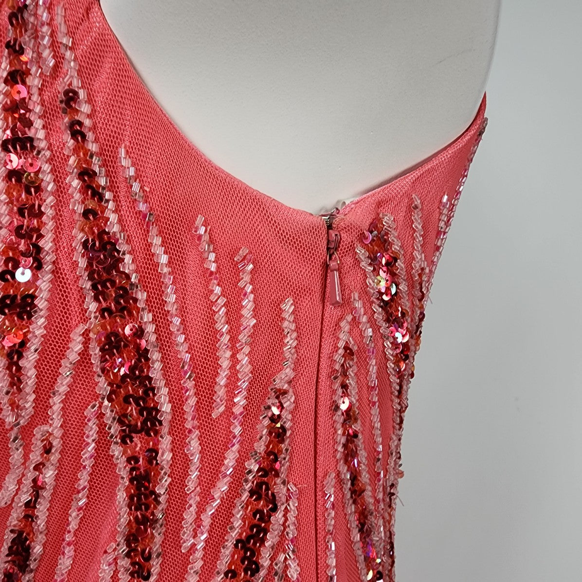 Le Gala Pink Beaded One Shoulder Long Grad Event Gown Size S