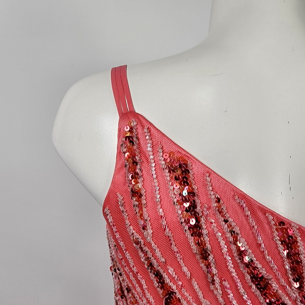 Le Gala Pink Beaded One Shoulder Long Grad Event Gown Size S