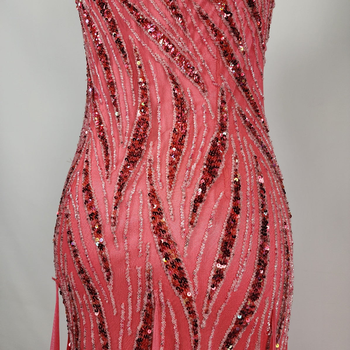 Le Gala Pink Beaded One Shoulder Long Grad Event Gown Size S