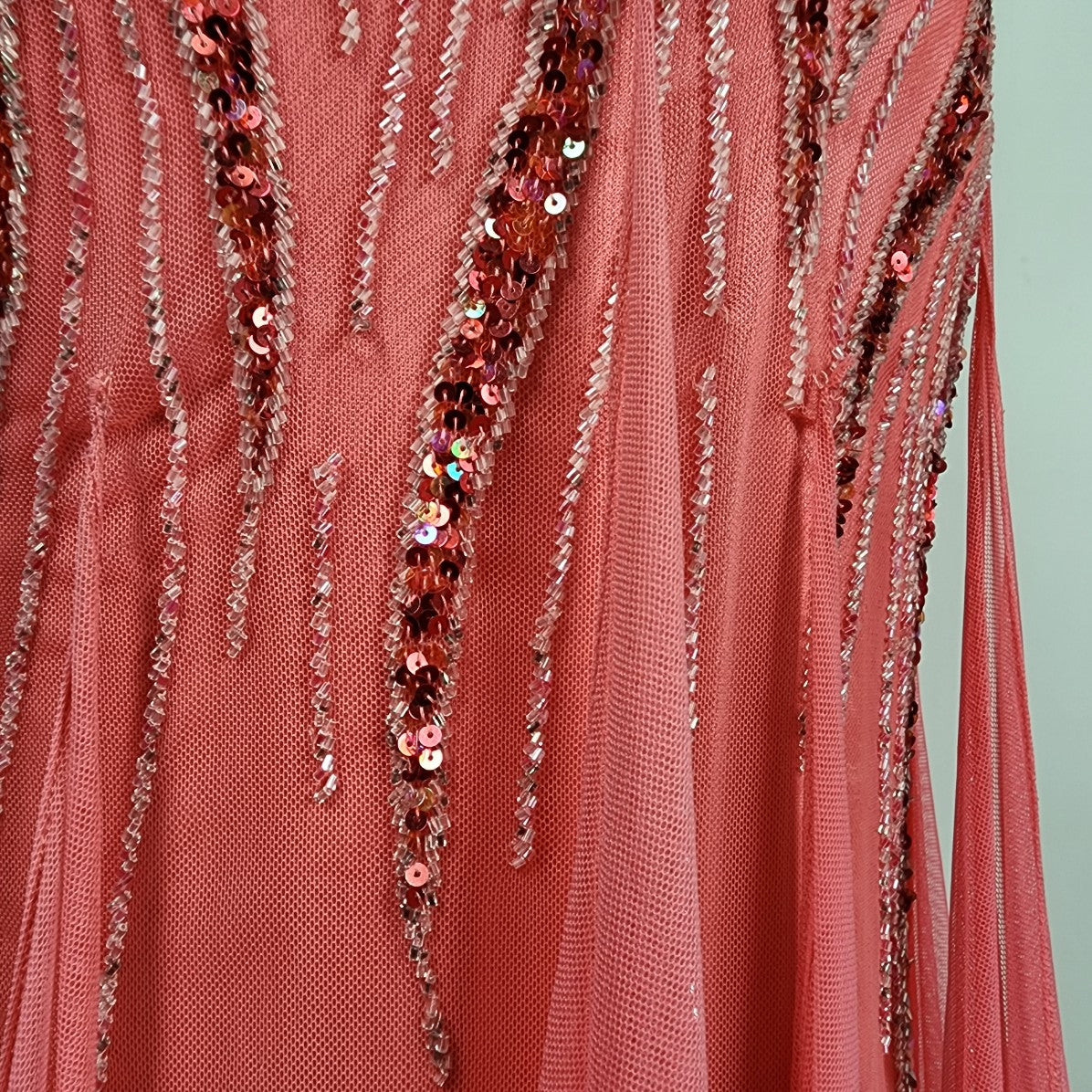 Le Gala Pink Beaded One Shoulder Long Grad Event Gown Size S