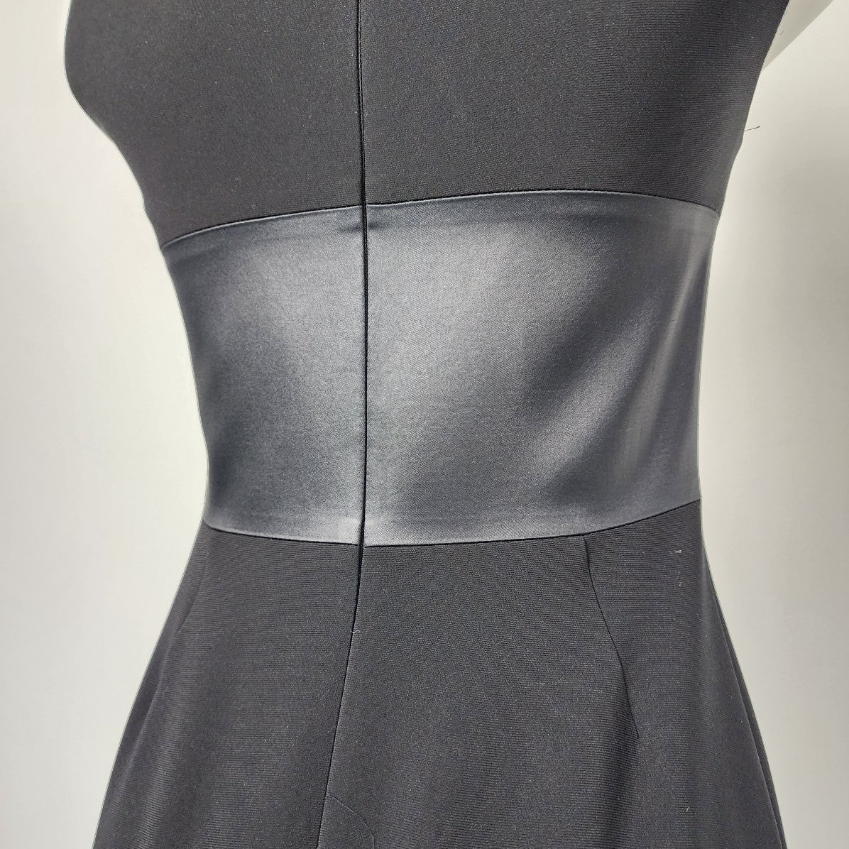 Judith & Charles Black Dress Satin Striped Midi Size 2