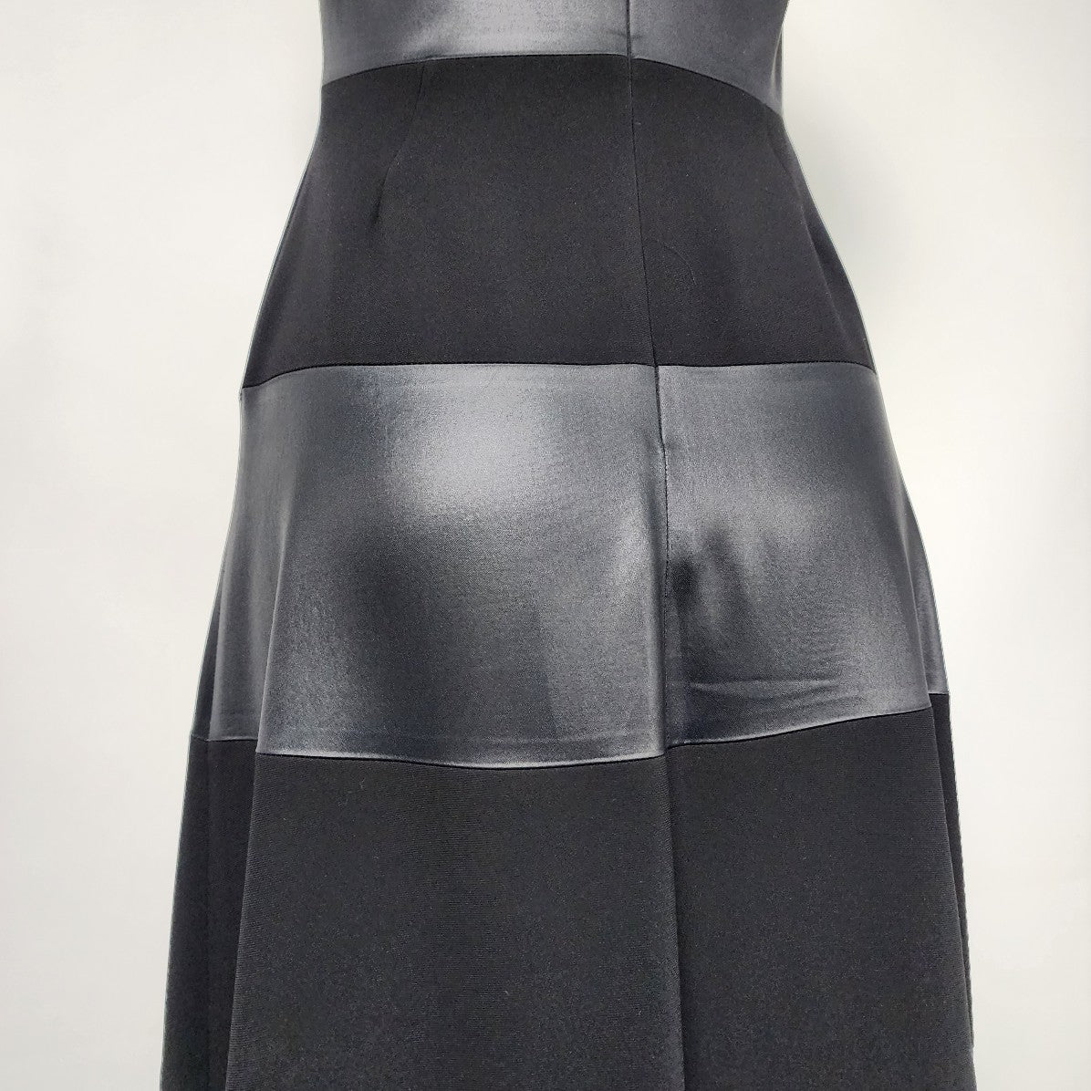 Judith & Charles Black Dress Satin Striped Midi Size 2