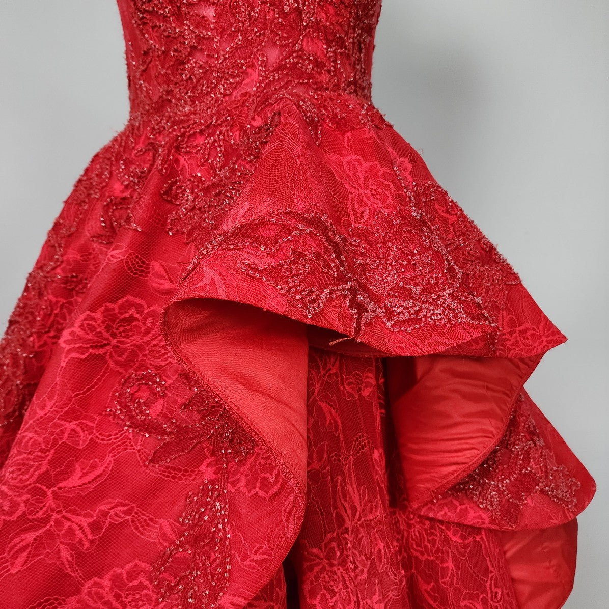 Andrea & Leo Couture Red Flare Grad Gown Size S/M