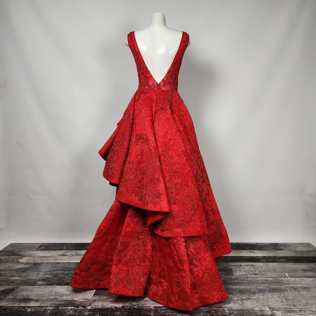 Andrea & Leo Couture Red Flare Grad Gown Size S/M